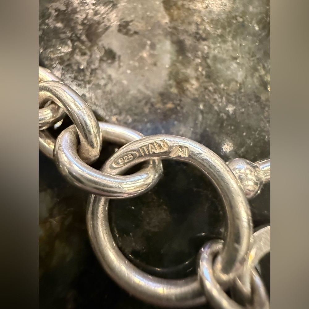 Sterling Silver bracelet, heart charm, toggle clasp - Picture 6 of 6